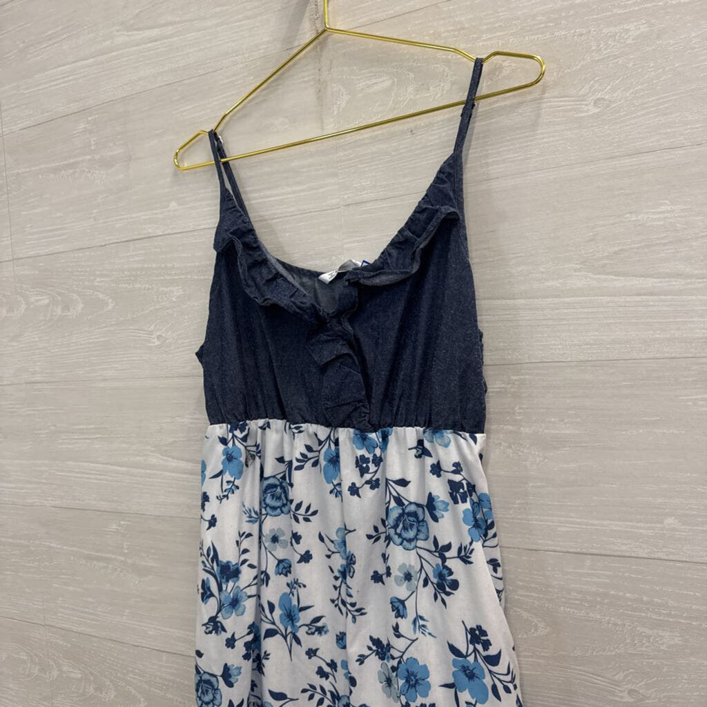 PatPat White/ Blue Floral Print Midi Dress Extra Large