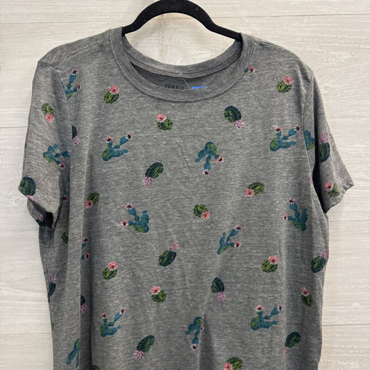 Torrid Grey Cactus Print Short Sleeve Top 1