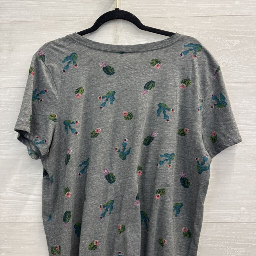 Torrid Grey Cactus Print Short Sleeve Top 1