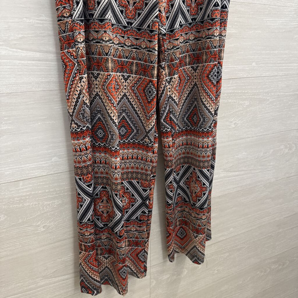 AGB Black/ Multi Print Wide Leg Pull On Pants Extra Large