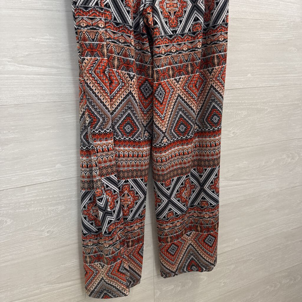 AGB Black/ Multi Print Wide Leg Pull On Pants Extra Large