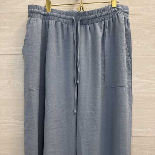 Blue Wide Leg Pull On Pants 2X