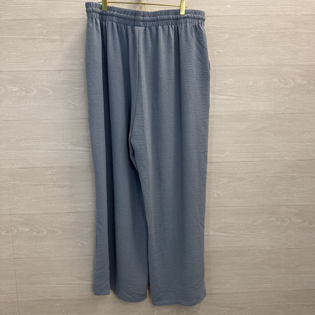 Blue Wide Leg Pull On Pants 2X