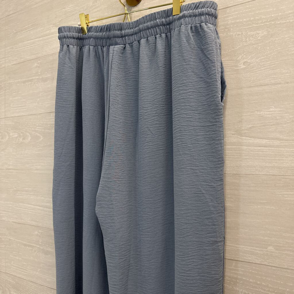 Blue Wide Leg Pull On Pants 2X