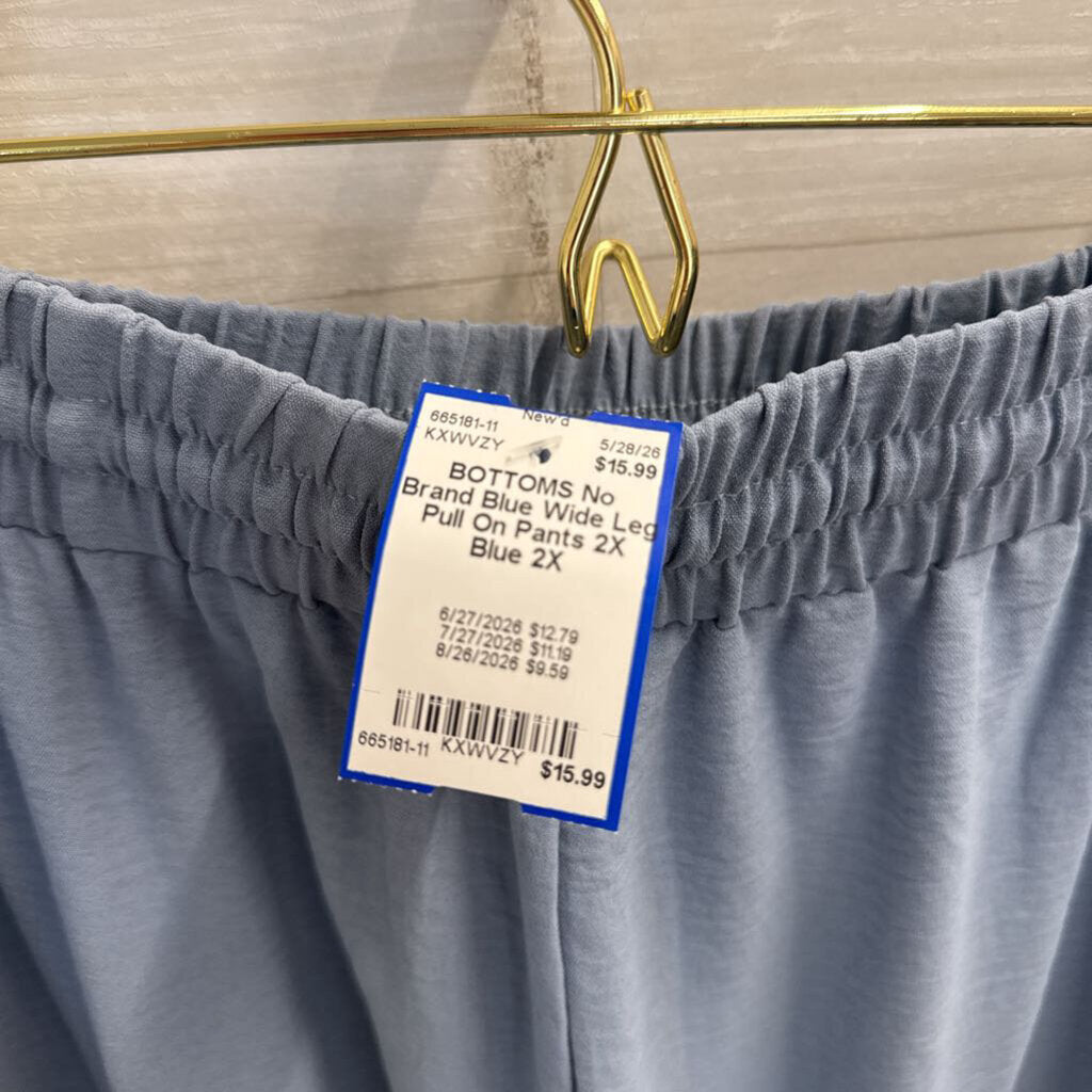 Blue Wide Leg Pull On Pants 2X