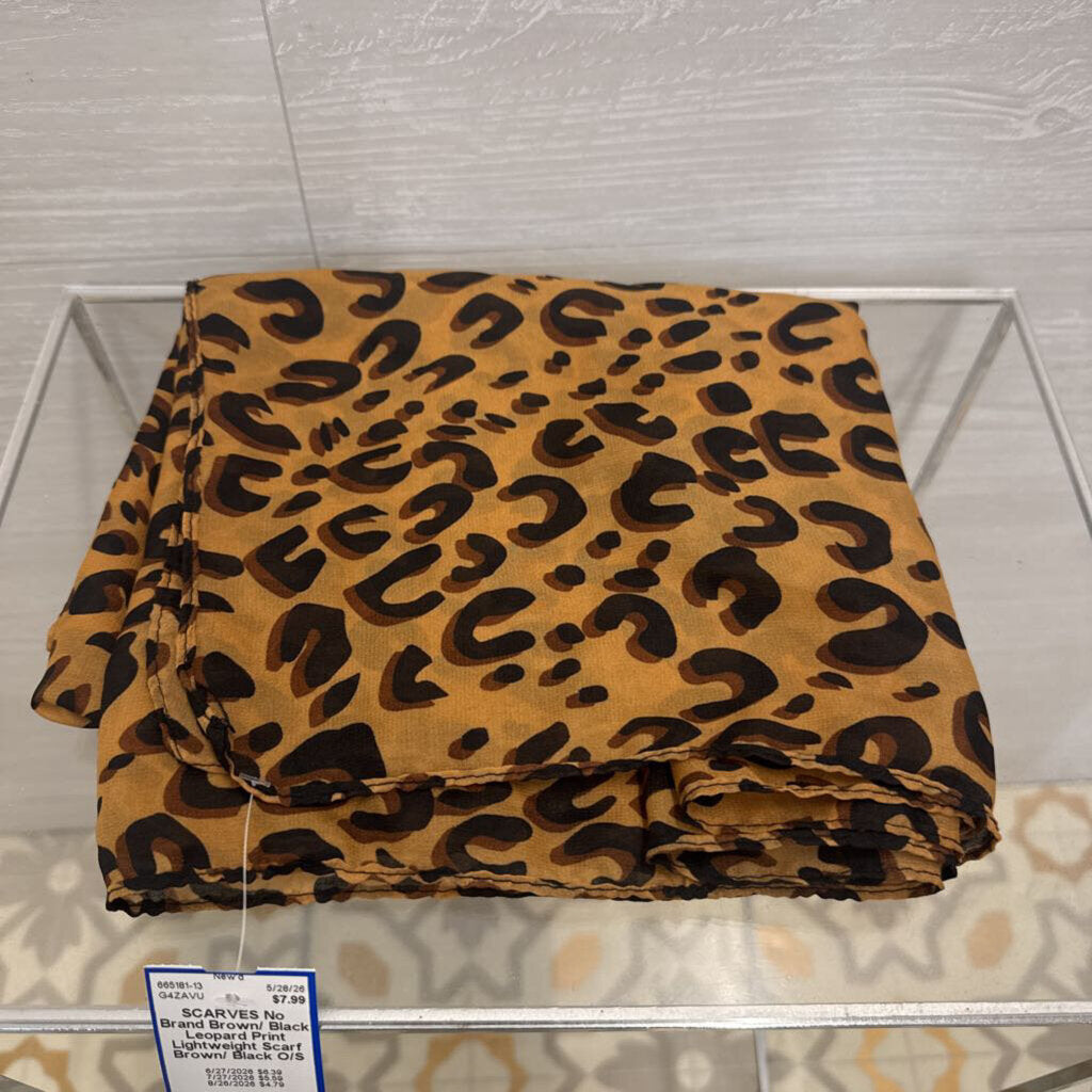 Brown/ Black Leopard Print Lightweight Scarf