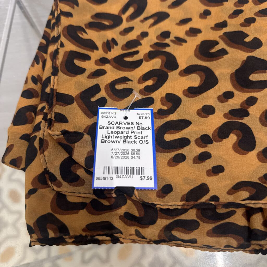 Brown/ Black Leopard Print Lightweight Scarf