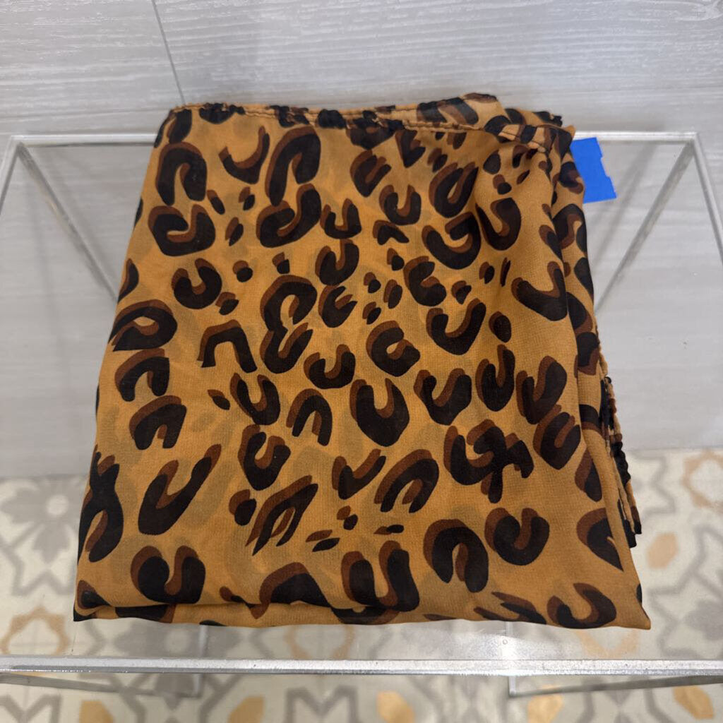 Brown/ Black Leopard Print Lightweight Scarf