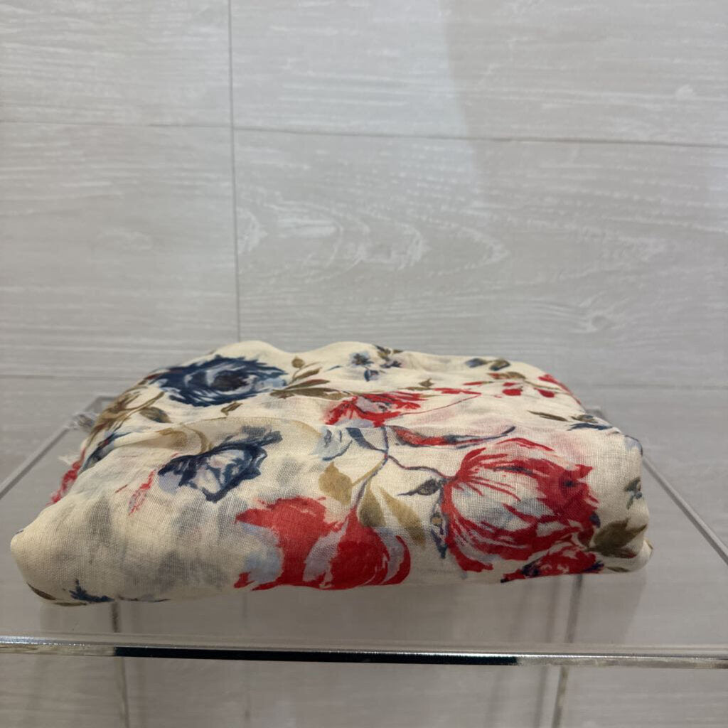 Beige/ Multi Floral Print Lightweight Scarf