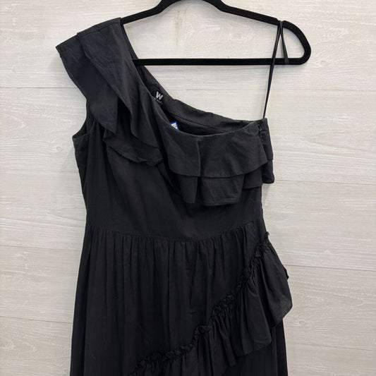 W by Worth Black Ruffle One Shoulder Maxi Dress 8
