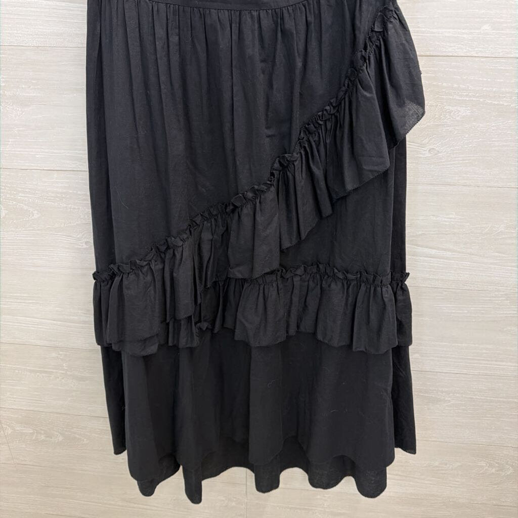 W by Worth Black Ruffle One Shoulder Maxi Dress 8