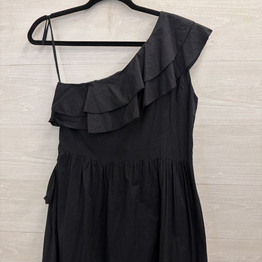 W by Worth Black Ruffle One Shoulder Maxi Dress 8