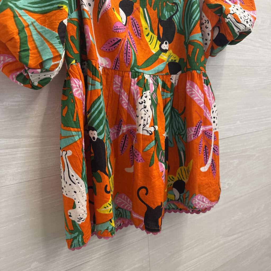 Ivy Jane Orange/ Multi Animal Print Short Puff Sleeve Top Extra Small