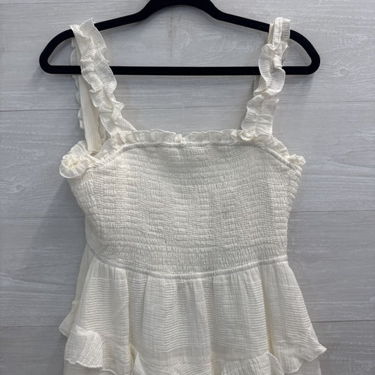 Indikah White Layered Tie Back Dress Medium