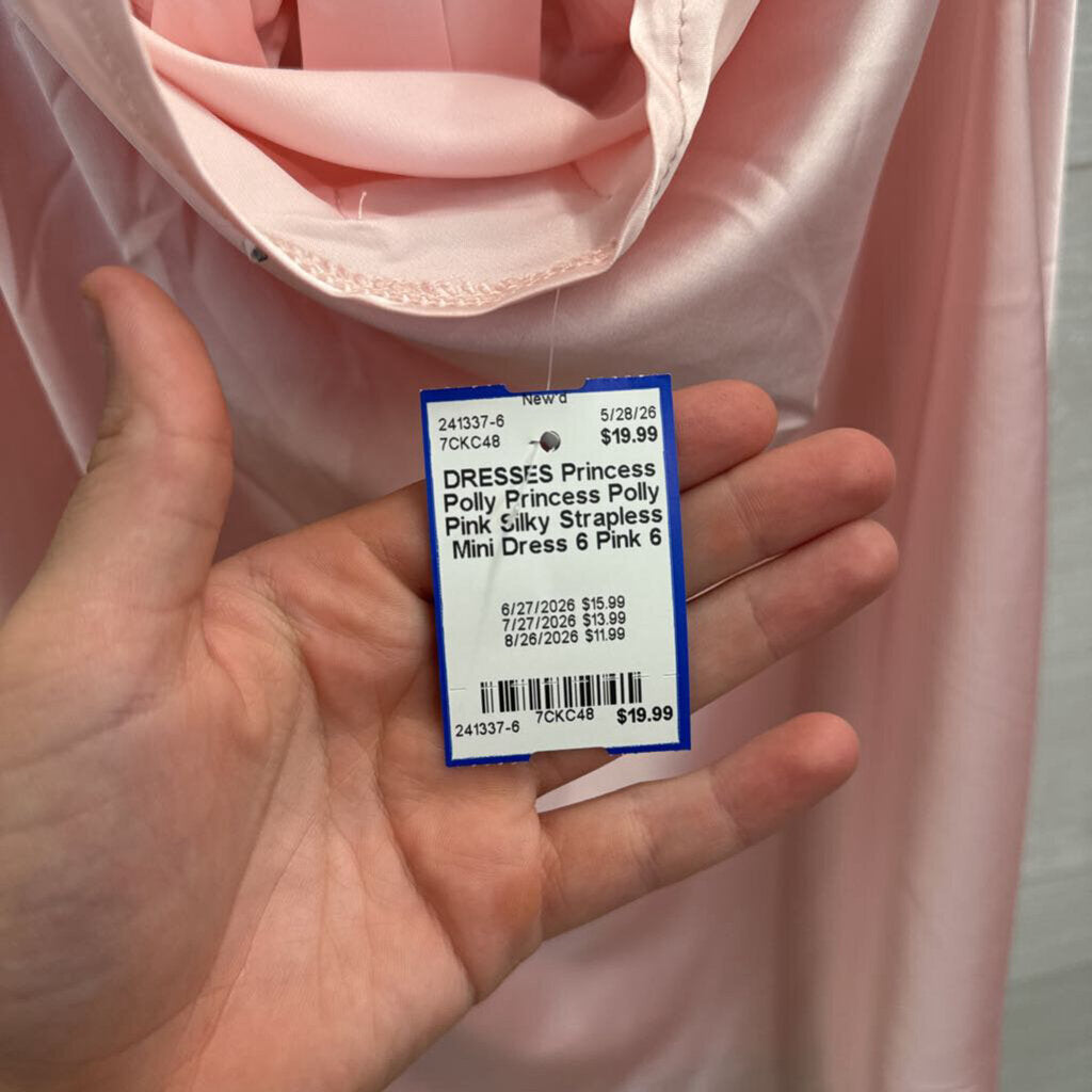 Princess Polly Pink Silky Strapless Mini Dress 6