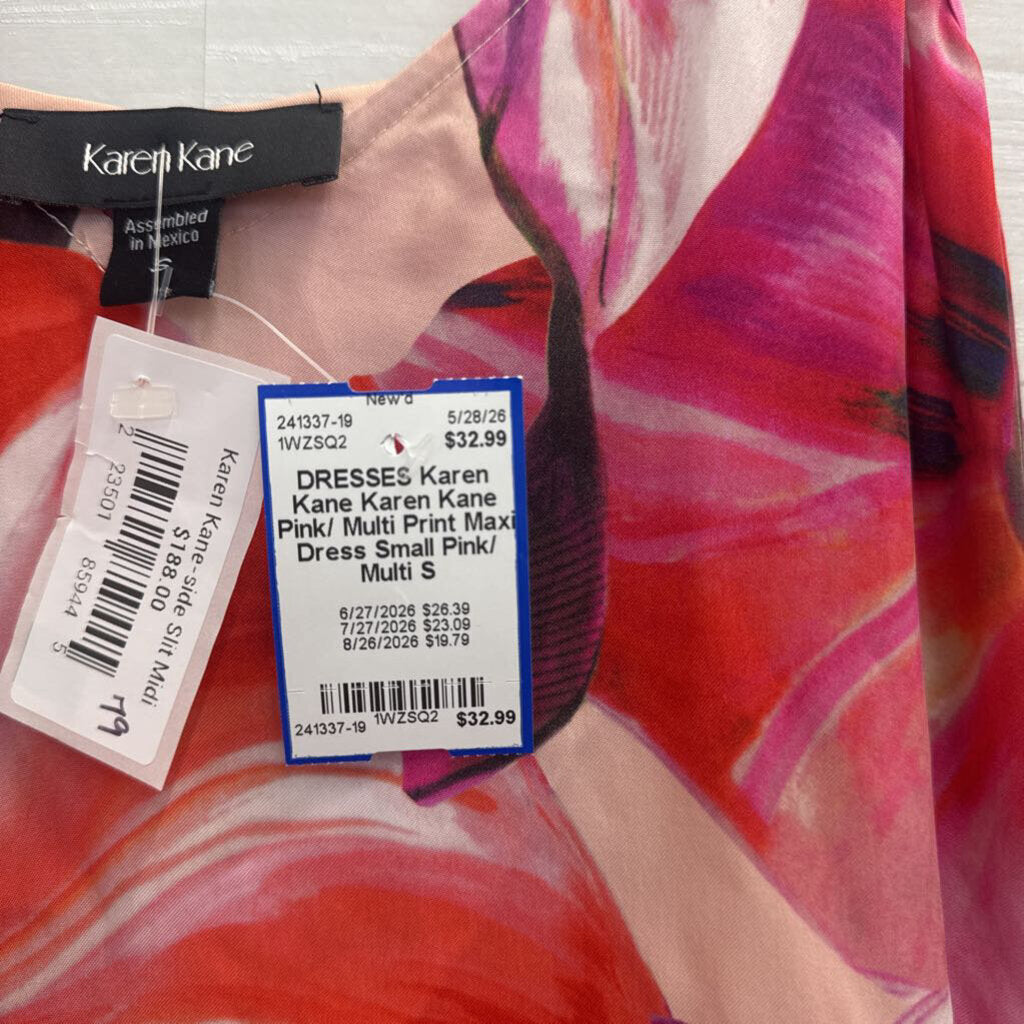 Karen Kane Pink/ Multi Print Maxi Dress Small