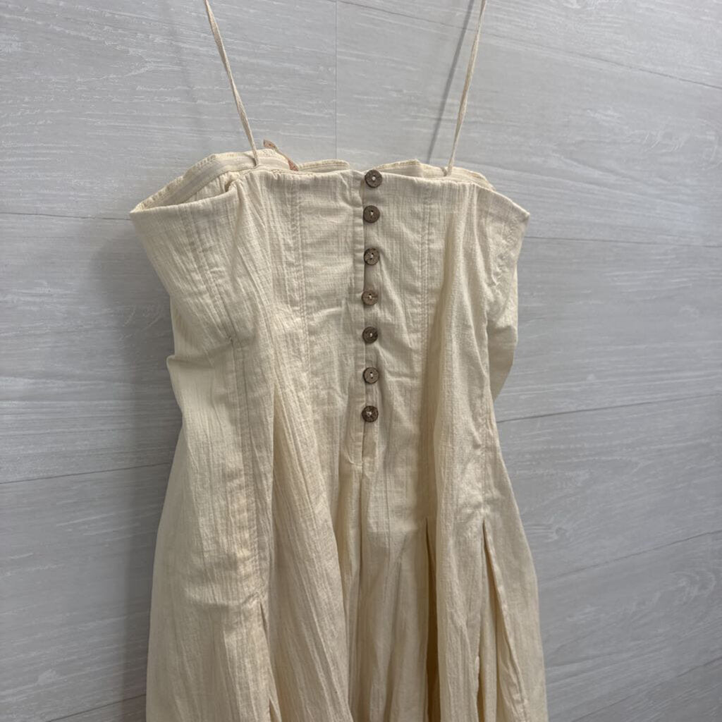 Free People Cream Strapless Made Me Smile Mini Dress Medium