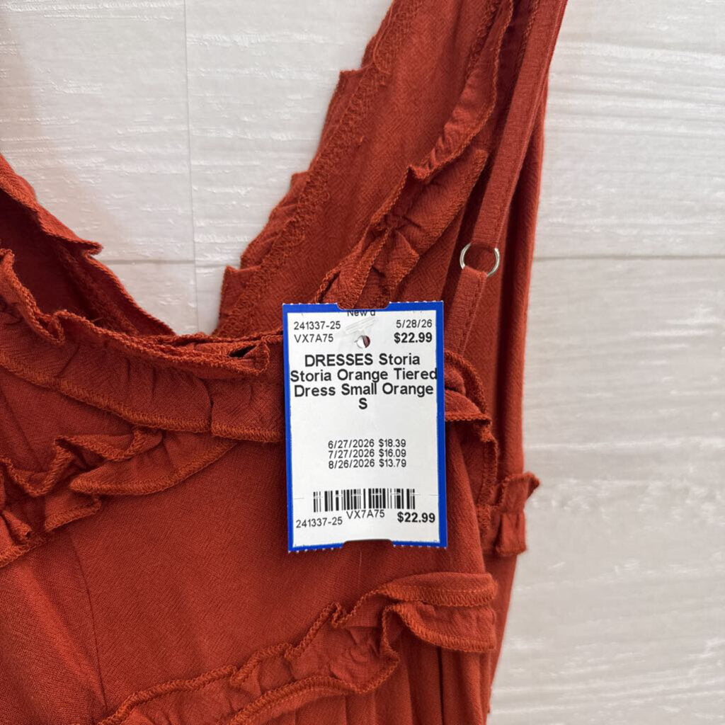 Storia Orange Tiered Dress Small