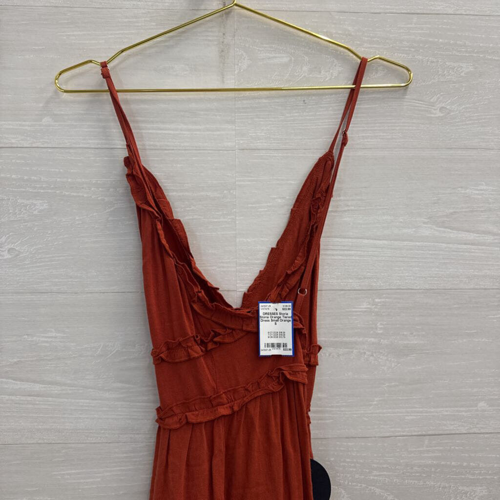 Storia Orange Tiered Dress Small