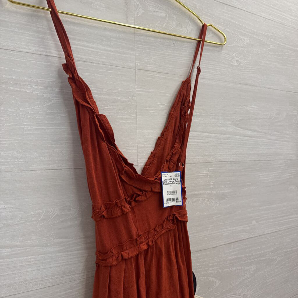 Storia Orange Tiered Dress Small