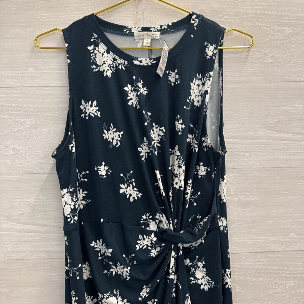 Nine Britton Navy/ White Print Sleeveless Midi Dress Extra Large