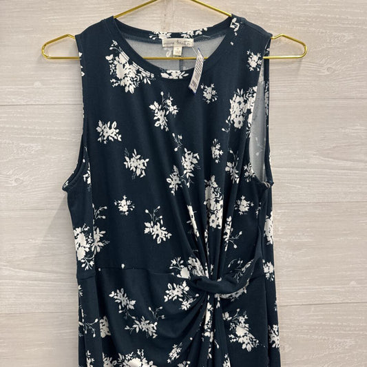Nine Britton Navy/ White Print Sleeveless Midi Dress Extra Large