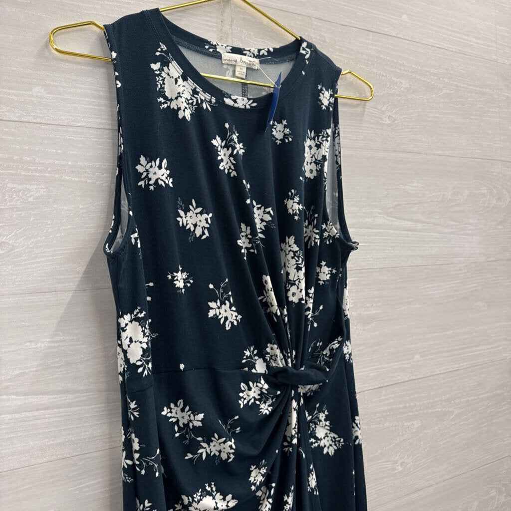 Nine Britton Navy/ White Print Sleeveless Midi Dress Extra Large