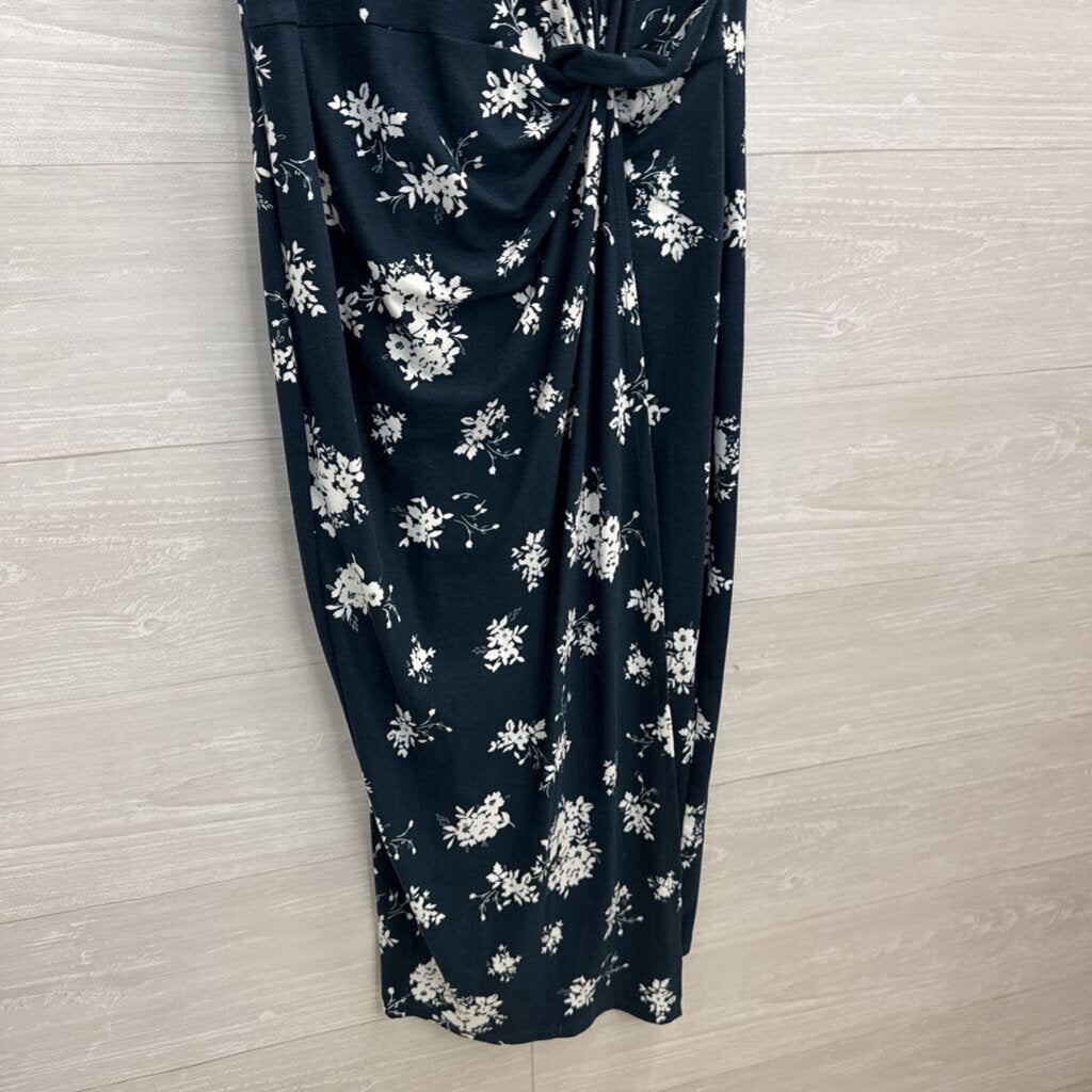 Nine Britton Navy/ White Print Sleeveless Midi Dress Extra Large