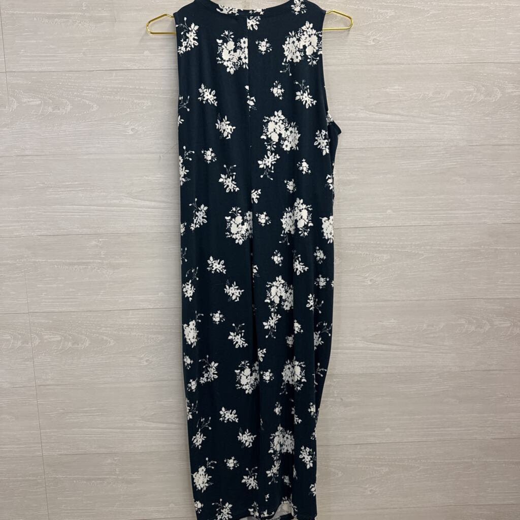 Nine Britton Navy/ White Print Sleeveless Midi Dress Extra Large