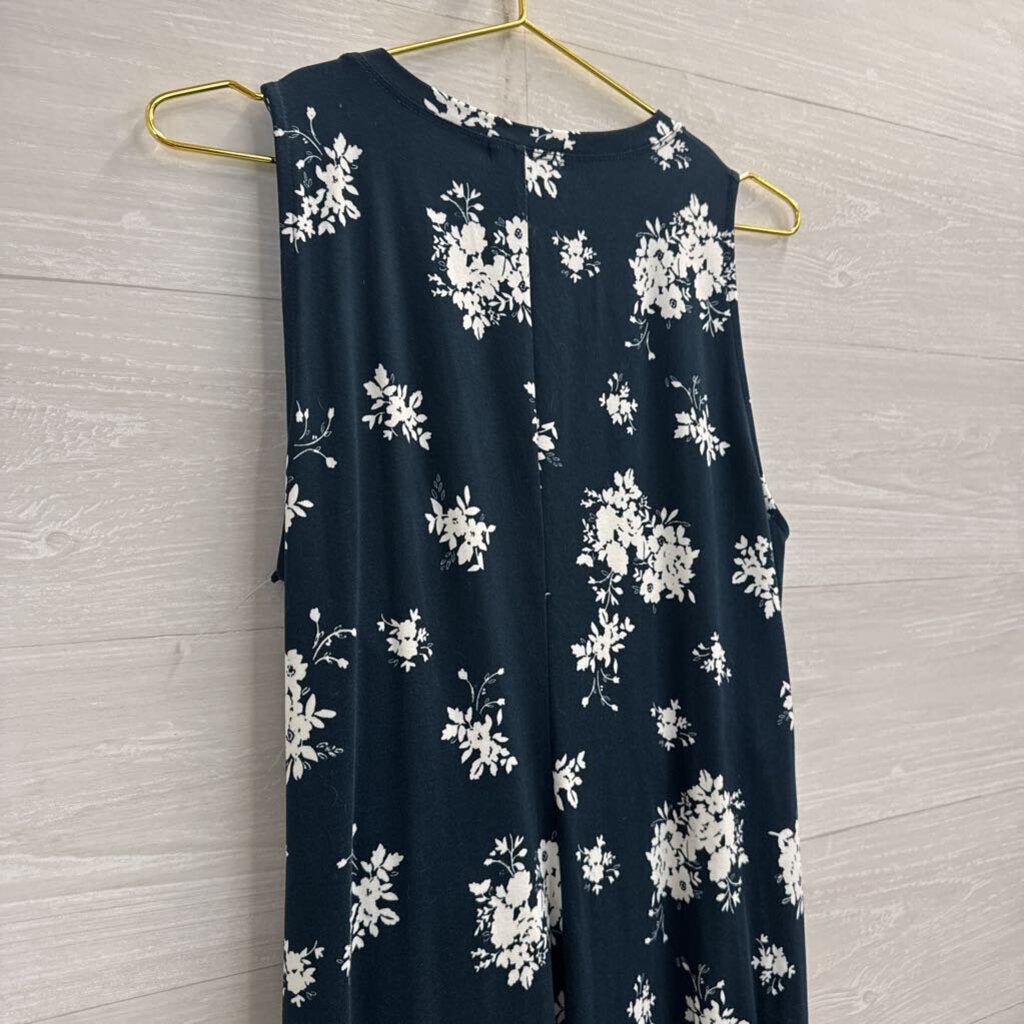Nine Britton Navy/ White Print Sleeveless Midi Dress Extra Large