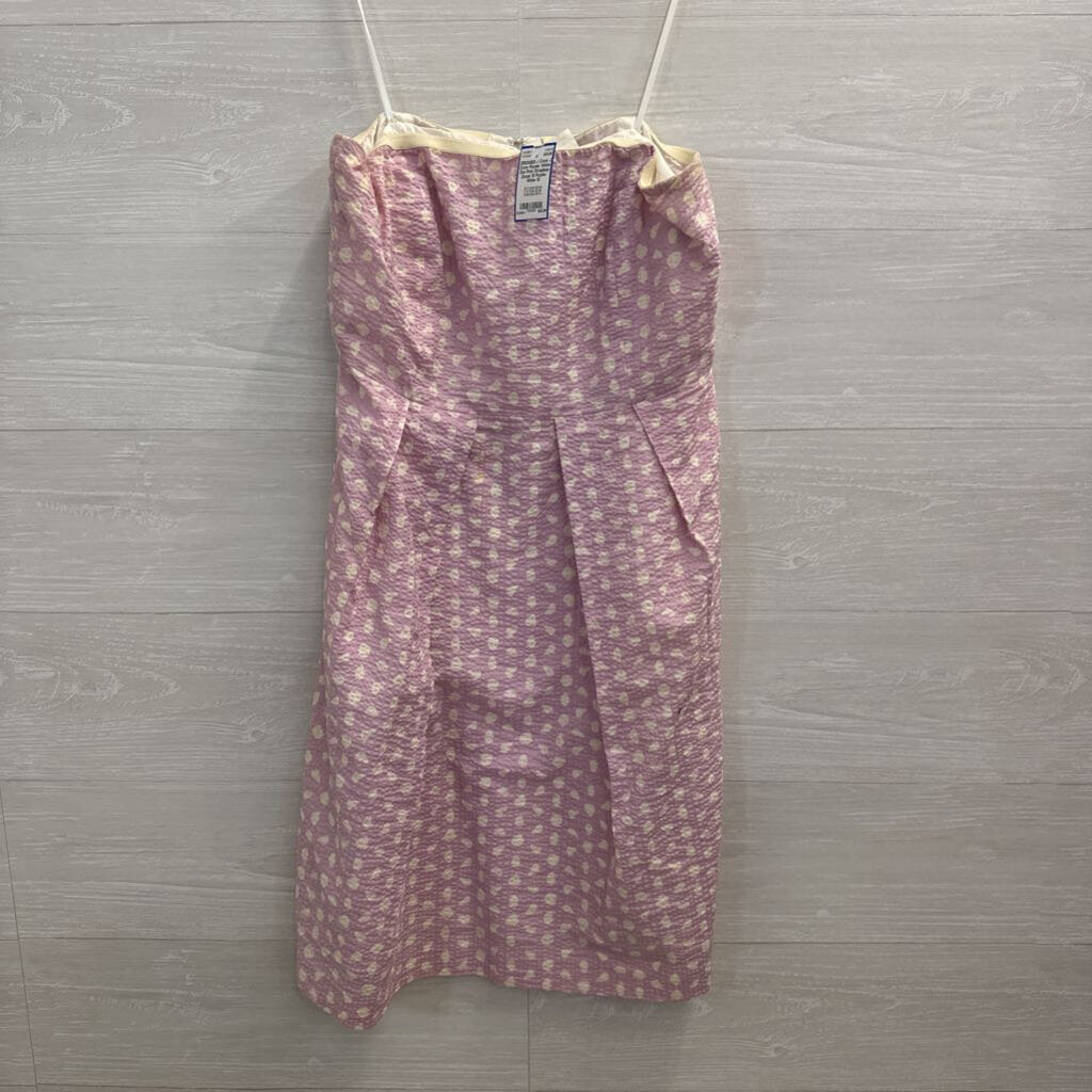 J Crew Purple/ White Dot Print Strapless Dress 10