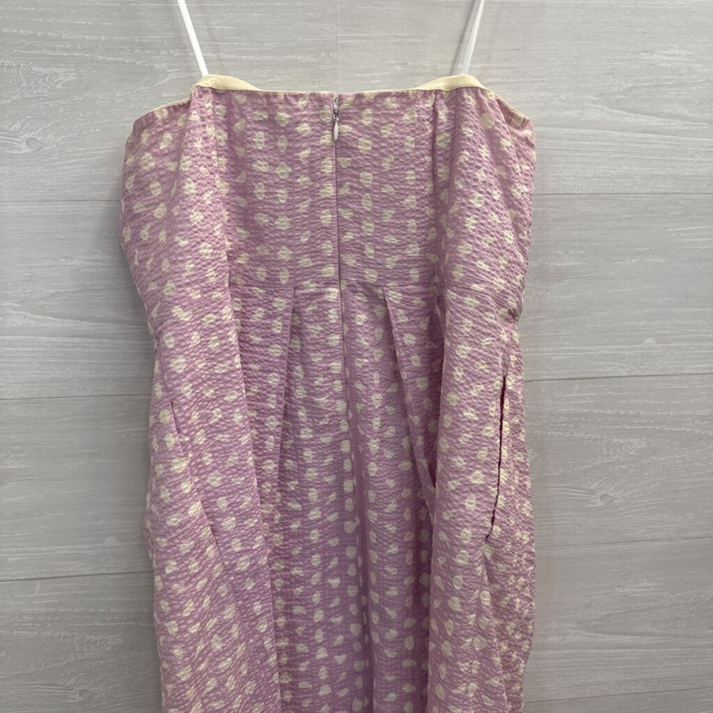 J Crew Purple/ White Dot Print Strapless Dress 10