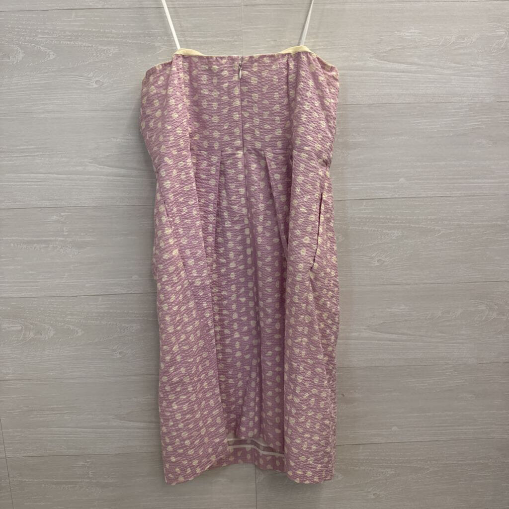 J Crew Purple/ White Dot Print Strapless Dress 10