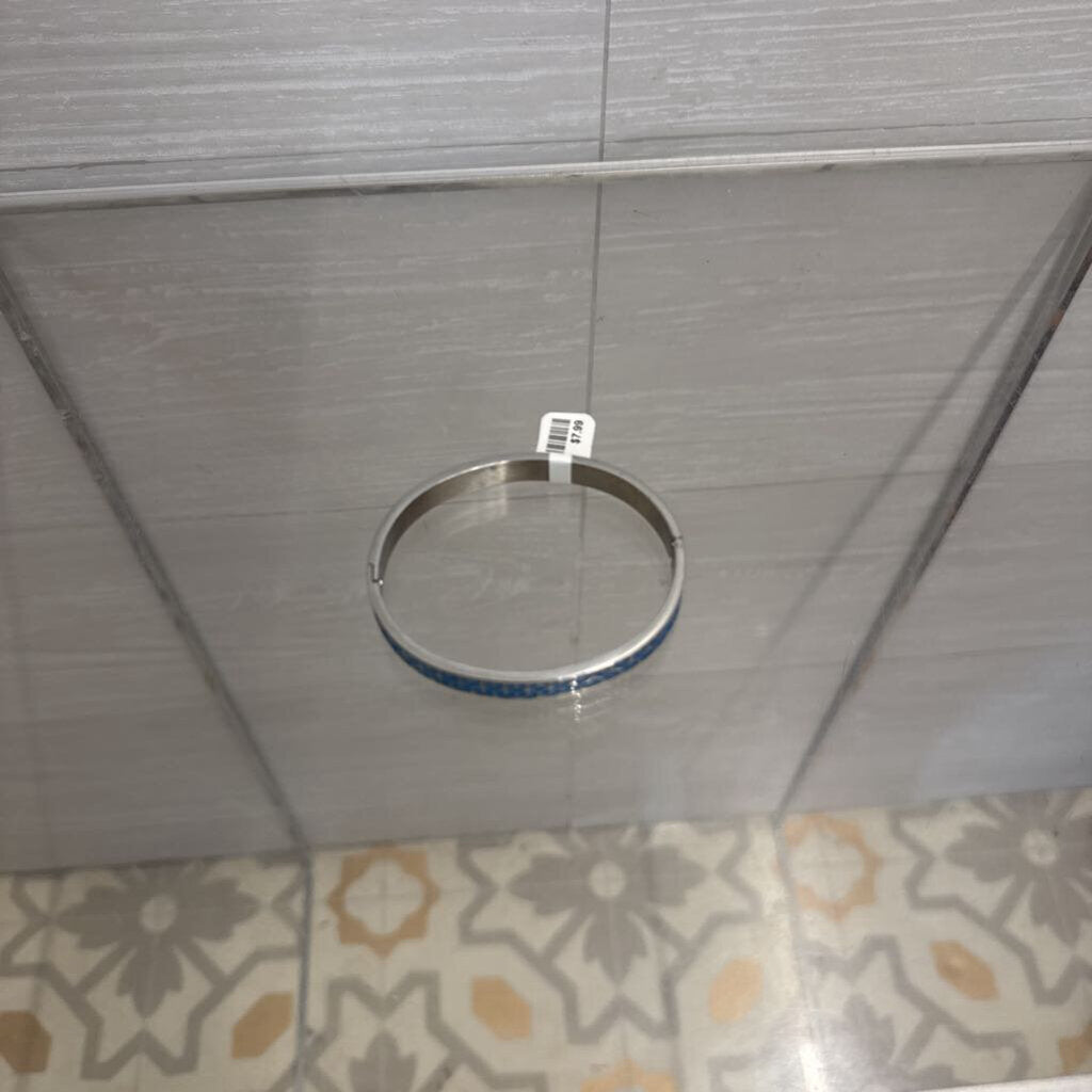 Silver/ Blue Bangle Bracelet