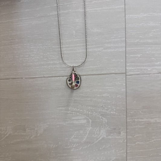 Silver/ Multi Artist Palette Necklace