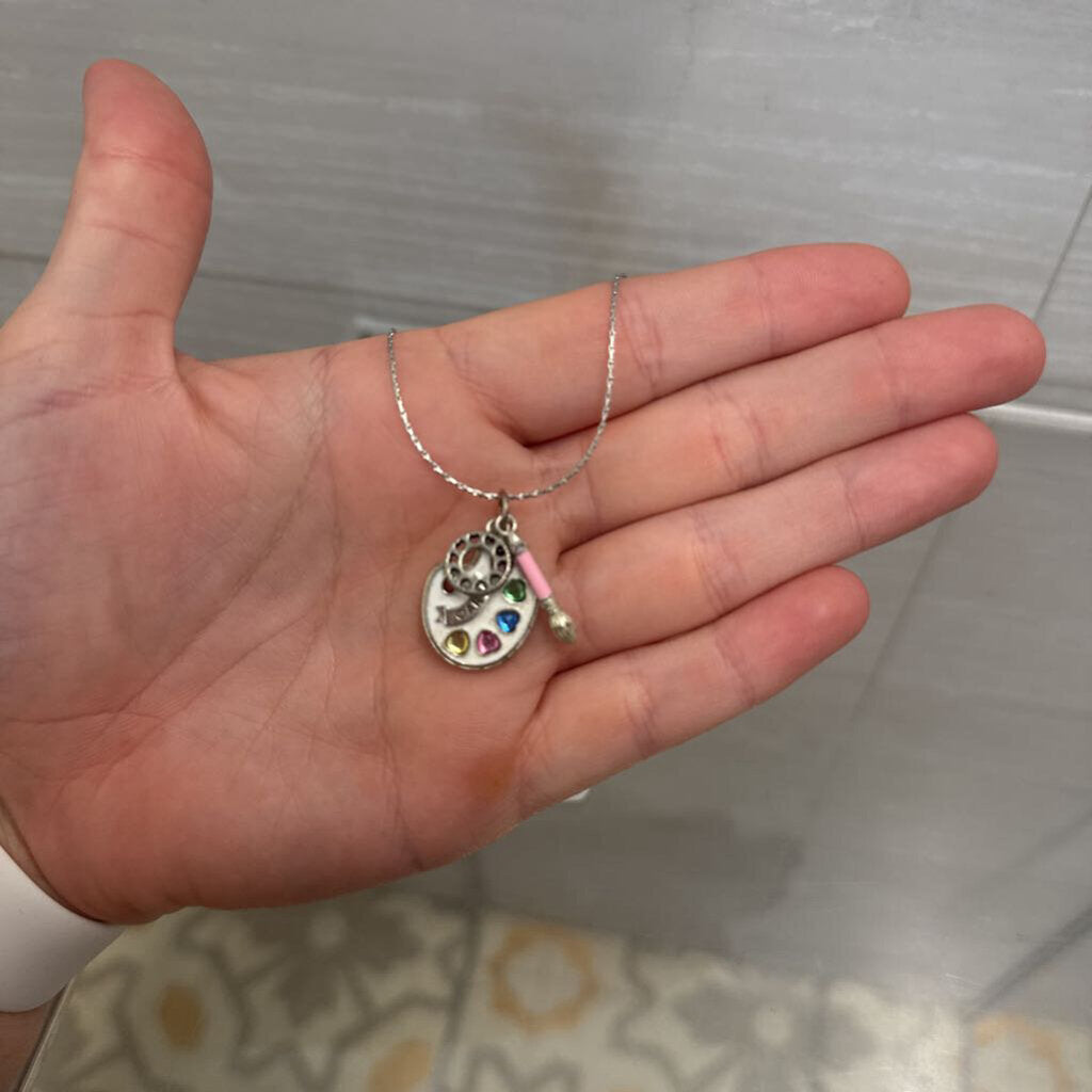 Silver/ Multi Artist Palette Necklace
