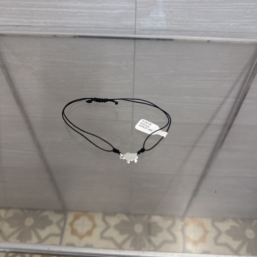 Black String Elephant Charm Bracelet
