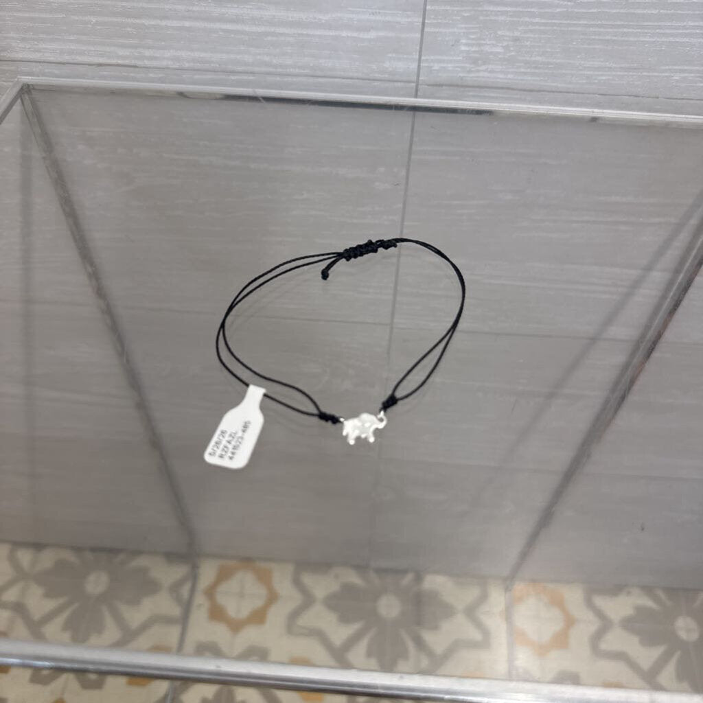 Black String Elephant Charm Bracelet