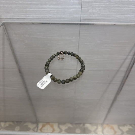 Green Stone Beaded Stretchy Bracelet