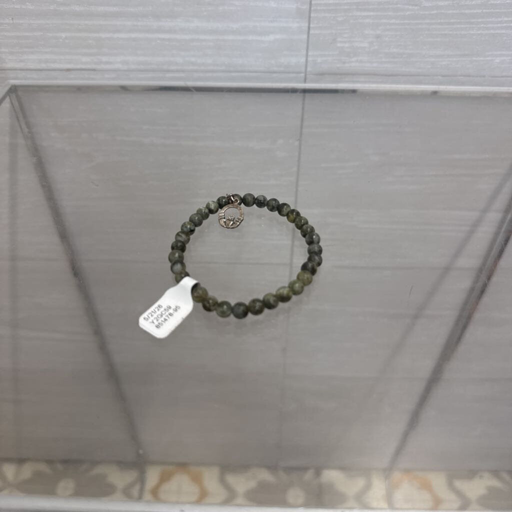 Green Stone Beaded Stretchy Bracelet