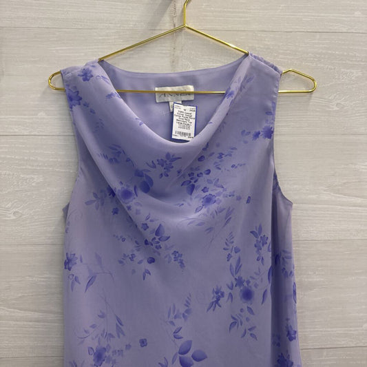 Casual Corner Purple Floral Cowl Neck Sleeveless Top Large