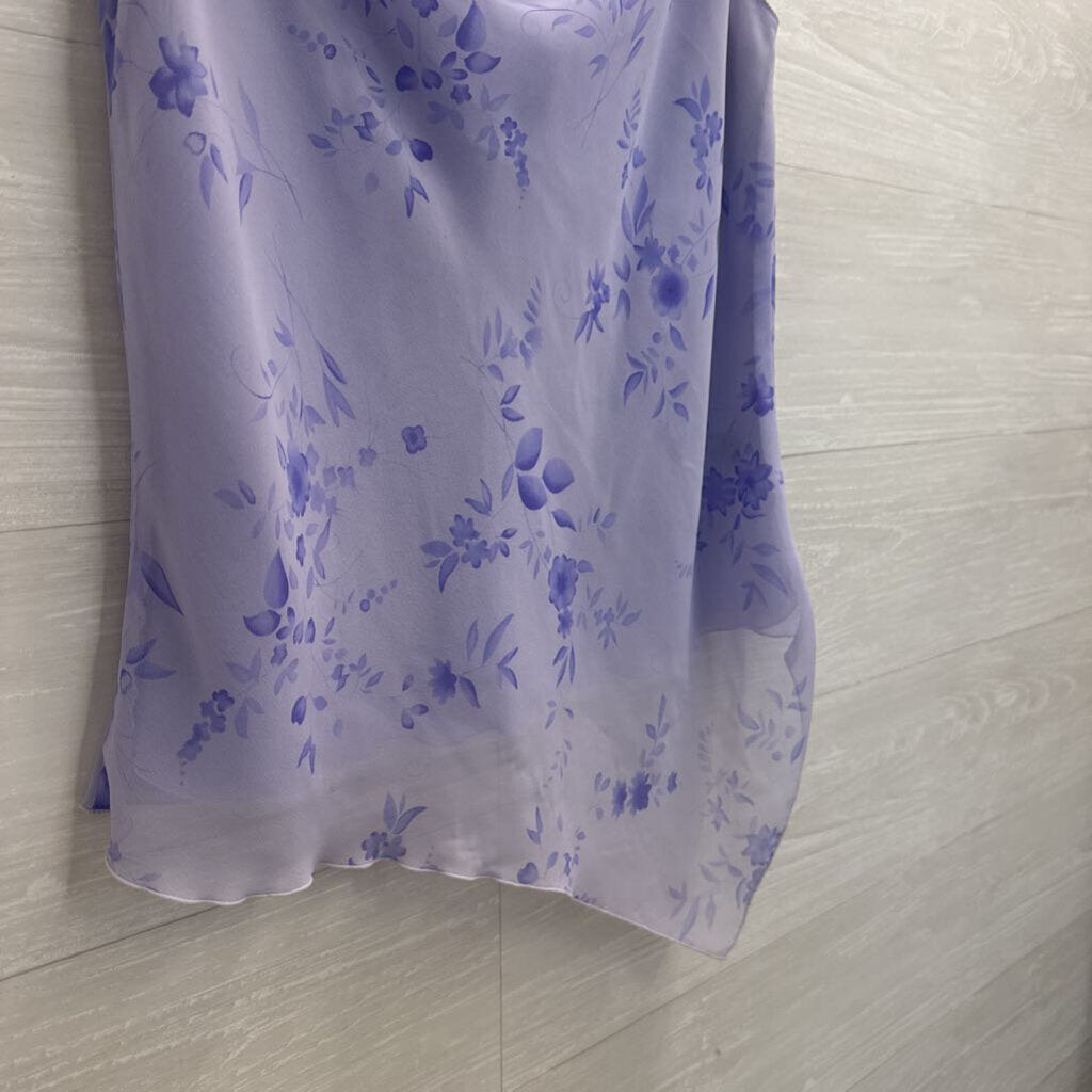 Casual Corner Purple Floral Cowl Neck Sleeveless Top Large