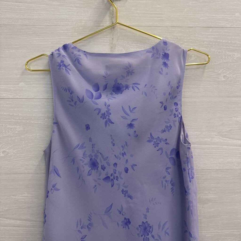 Casual Corner Purple Floral Cowl Neck Sleeveless Top Large