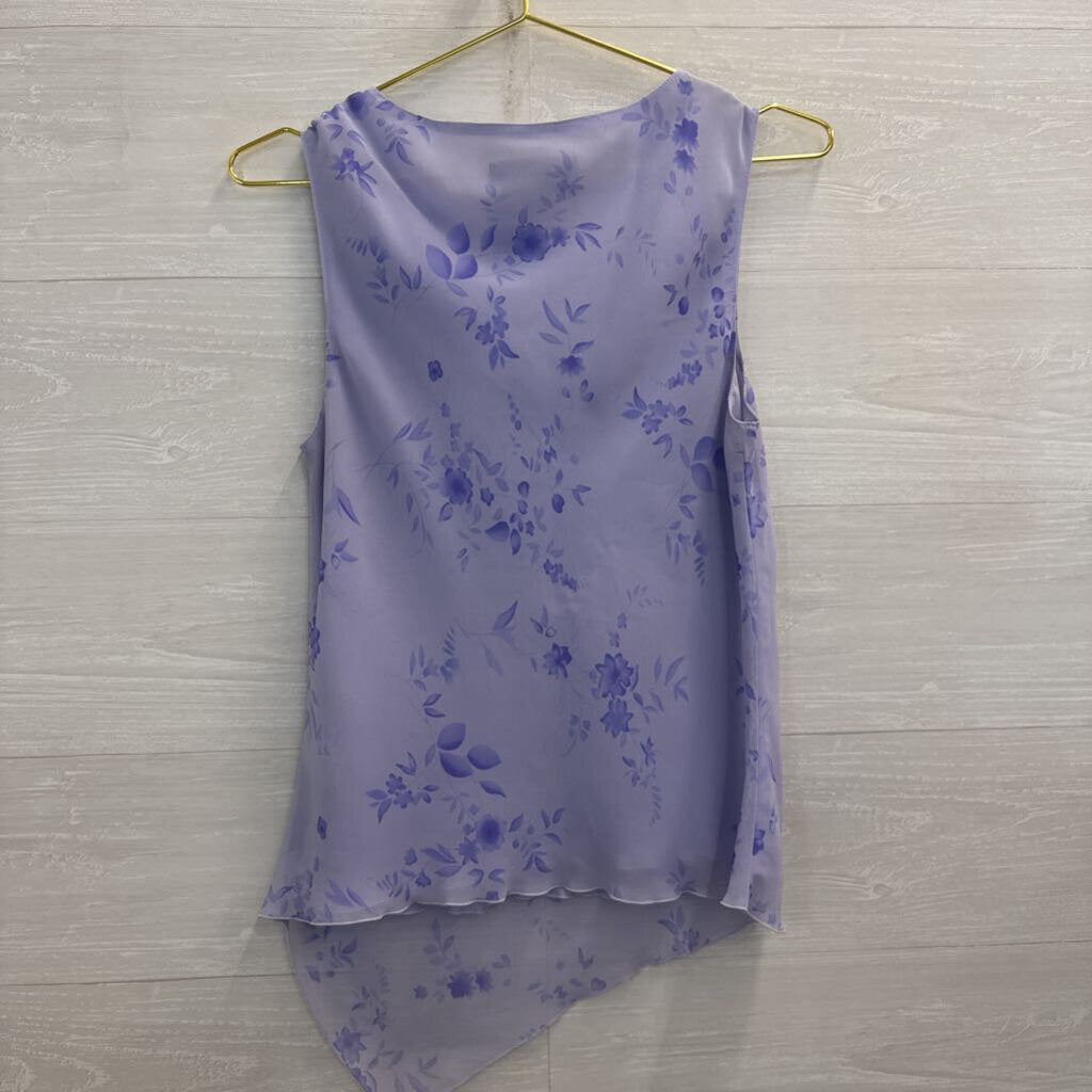 Casual Corner Purple Floral Cowl Neck Sleeveless Top Large