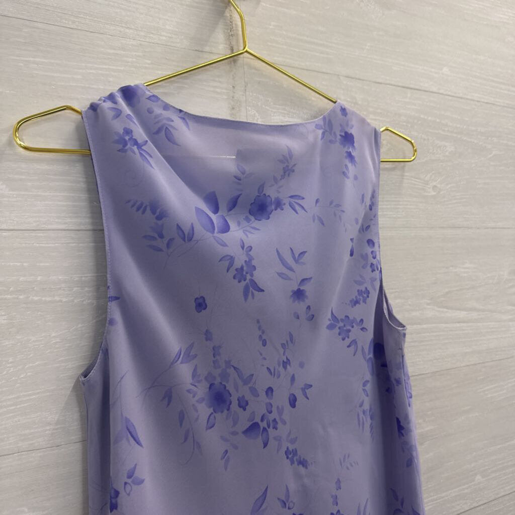 Casual Corner Purple Floral Cowl Neck Sleeveless Top Large