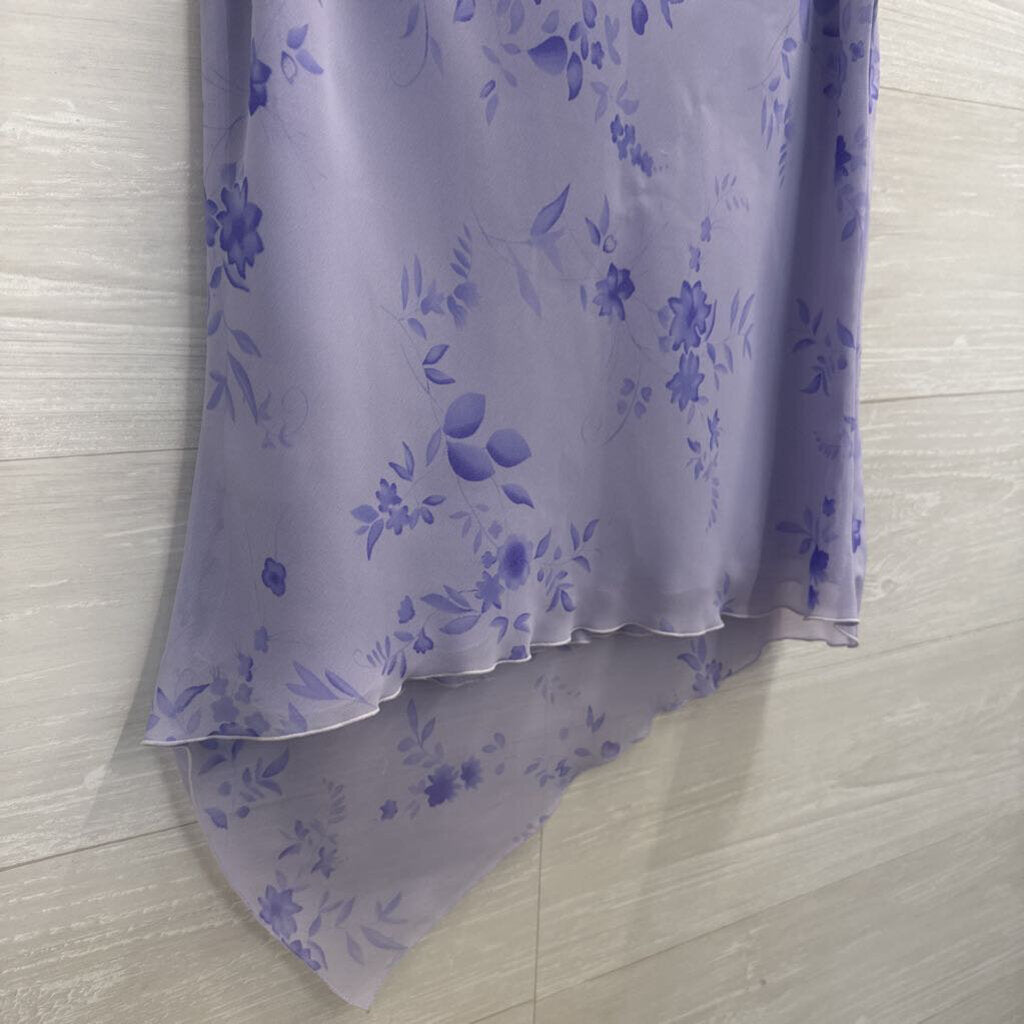 Casual Corner Purple Floral Cowl Neck Sleeveless Top Large