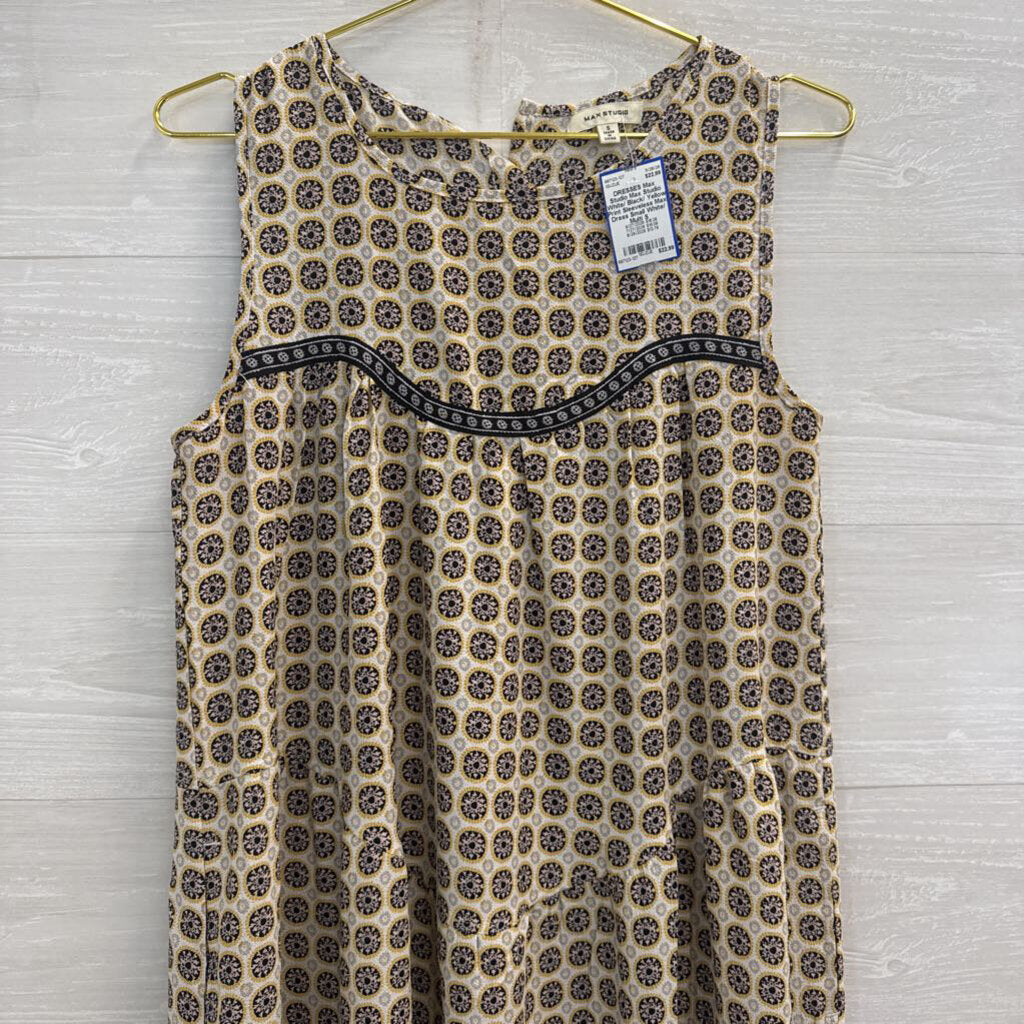Max Studio White/ Black/ Yellow Print Sleeveless Maxi Dress Small