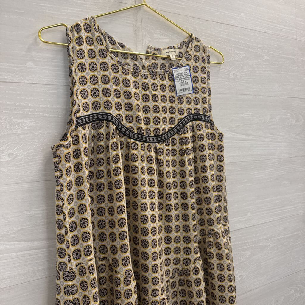 Max Studio White/ Black/ Yellow Print Sleeveless Maxi Dress Small