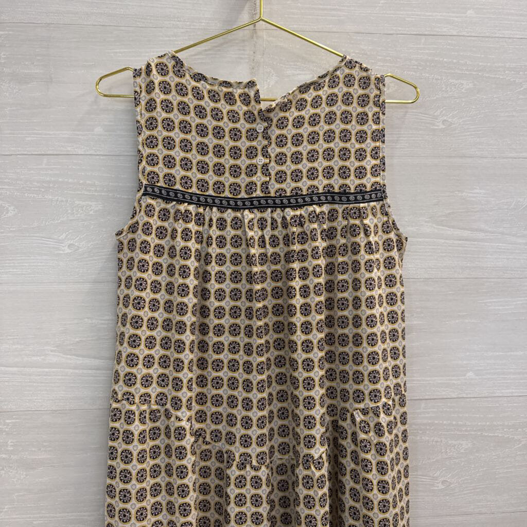Max Studio White/ Black/ Yellow Print Sleeveless Maxi Dress Small