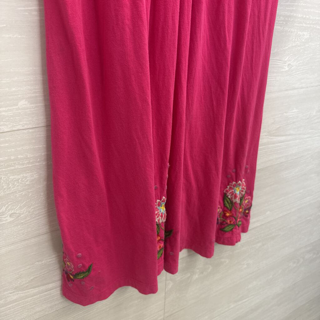 JW Los Angeles Pink/ Multi Embroidered Short Sleeve Dress Medium